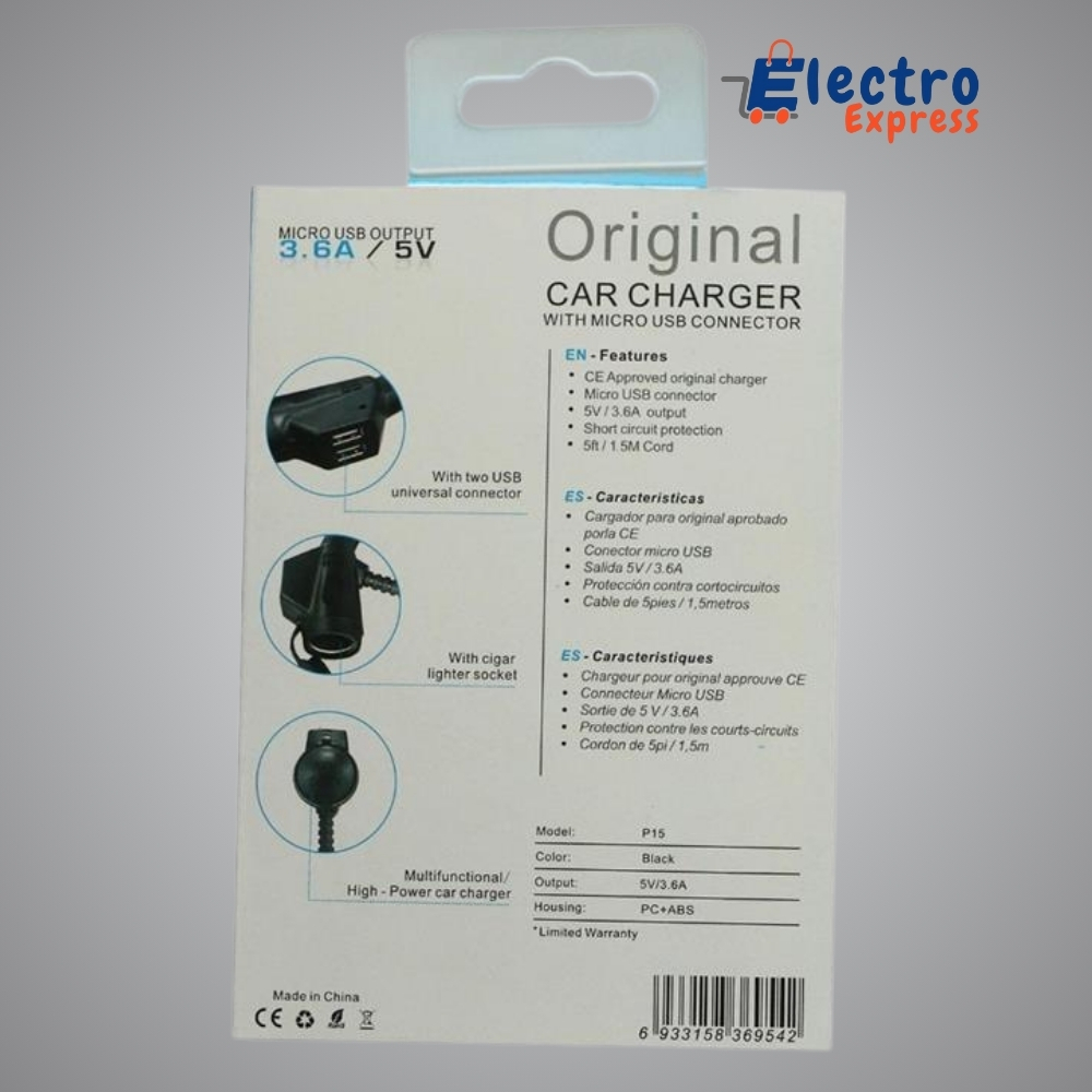 Chargeur de Voiture avec Câble Micro USB Intégré – Image 2